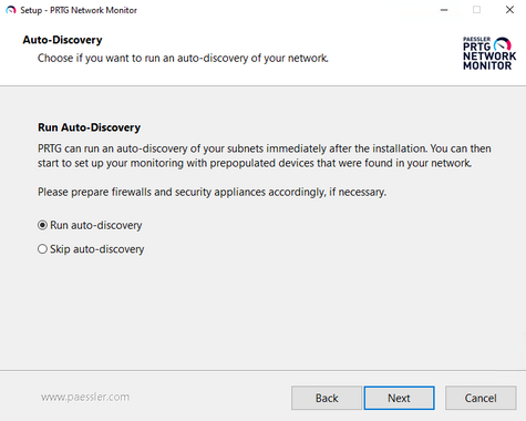 Setup Dialog: Run or Skip Auto-Discovery Setup Dialog: Run or Skip Auto-Discovery