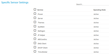 Specific Sensor Settings