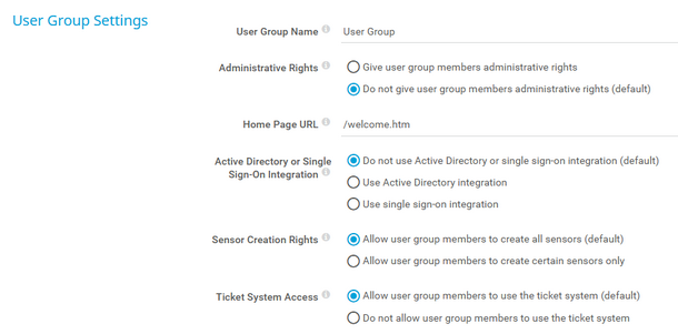 User Group Settings